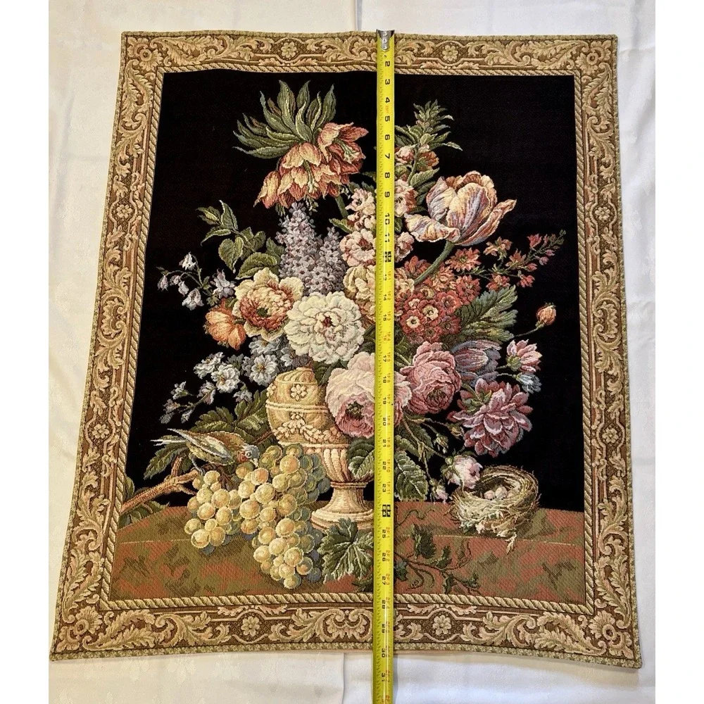 Vtg Flemish Tapestry Wall Hanging Floral Still Life Brussels Bouquet Belgium